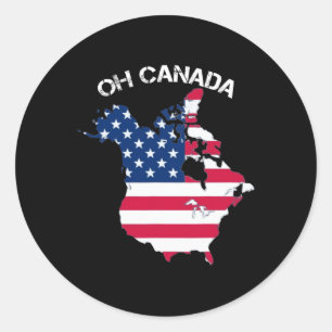 Trump Oh Canada! Nordamerika Karta med amerikanska Runt Klistermärke