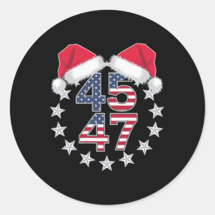 Trump on Back 45 47 President Usa Santa Hat Jesus Runt Klistermärke