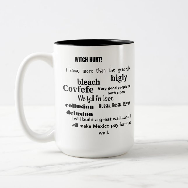 Trump Ord Cloud Typography Två-Tonad Mugg (Vänster)