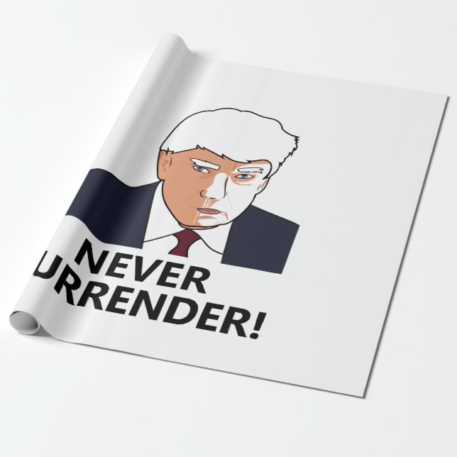 Trump Överge aldrig Mugg Shot Presentpapper (Utrullad)