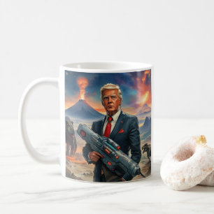 Trump på Alien Planet Dinosaurs Laser Gun Volcano Kaffemugg