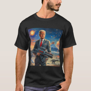 Trump på Alien Planet Dinosaurs Laser Gun Volcano T Shirt