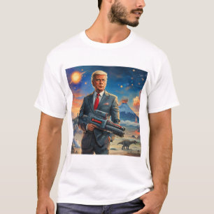 Trump på Alien Planet Dinosaurs Laser Gun Volcano T Shirt