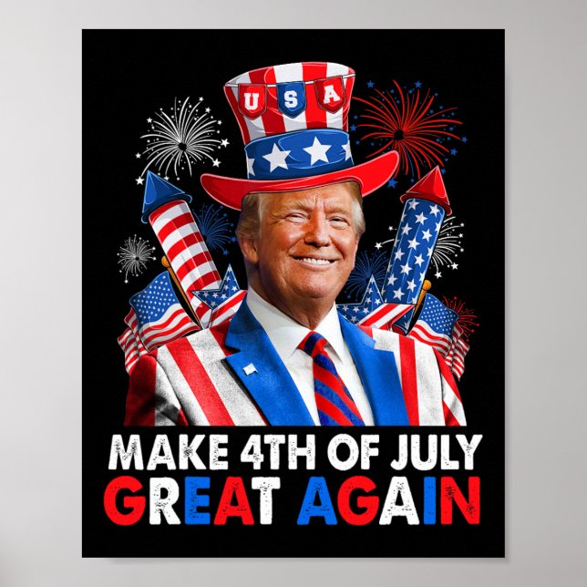 Trump Patriotic Fireworks gör 4:e juli Underbar Åg Poster (Framsidan)
