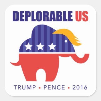 Trump Pence 2016 Elephant Toupee Sticker Fyrkantigt Klistermärke
