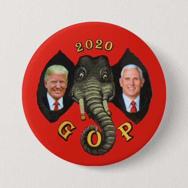 Trump Pence 2020 GOP Elephant Knapp (Framsida)