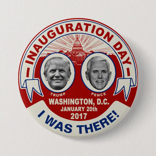 Trump Pence Jag Var Där Inauguration Day Suvenir Knapp (Framsida)