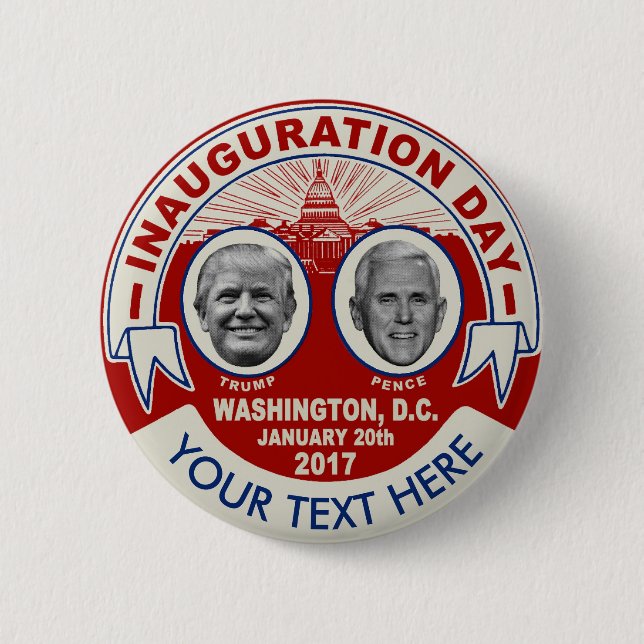 Trump Pence Lägg Till Din Egen Slogan Invigningsda Knapp (Framsida)