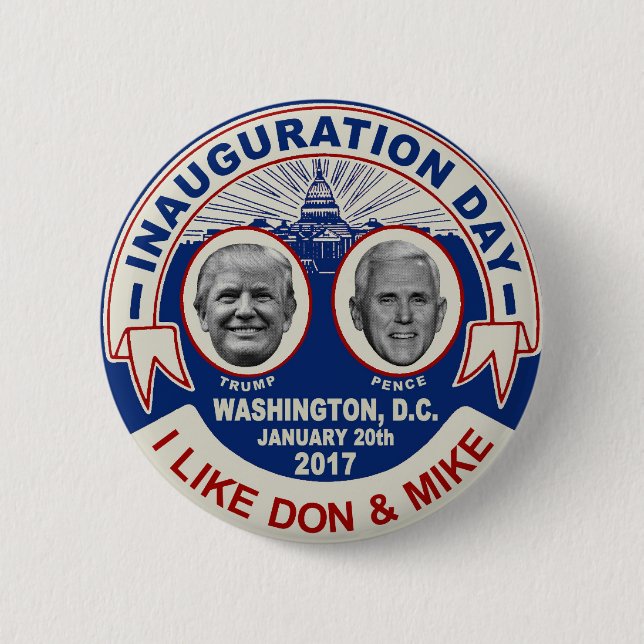 Trump Pence Retro-stil Inaugurationsdags-souvenir Knapp (Framsida)