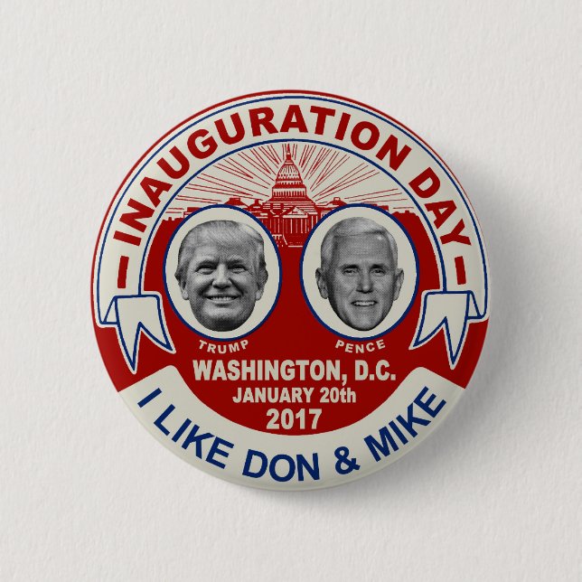 Trump Pence Retro-stil Inaugurationsdags-souvenir Knapp (Framsida)