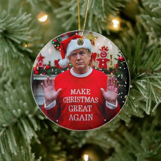 Trump Photo | Trump Make Christmas Great Again  Julgransprydnad Keramik (Träd)