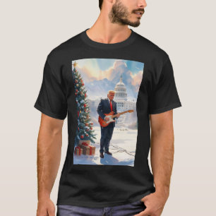 Trump play Electric Guitar-jul USA Huvudstad T Shirt