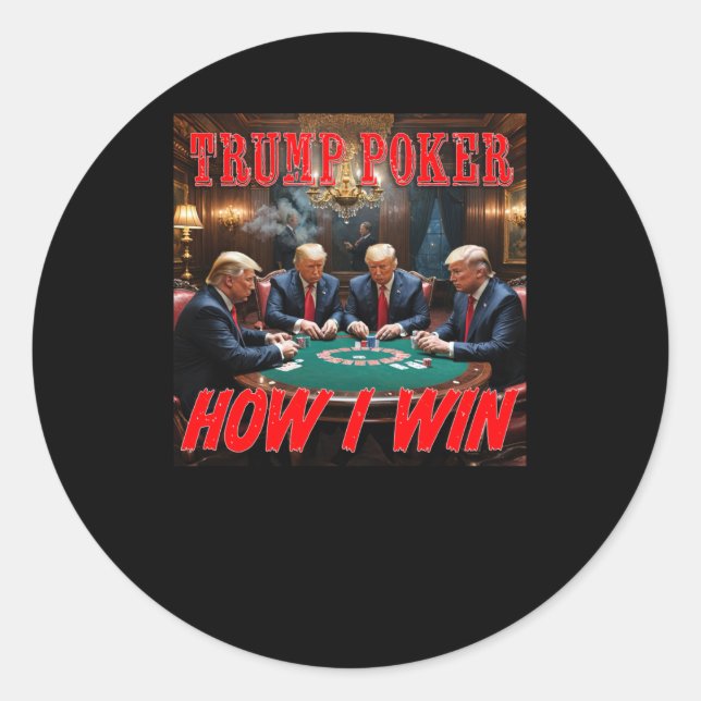 Trump Poker2 Runt Klistermärke (Framsida)