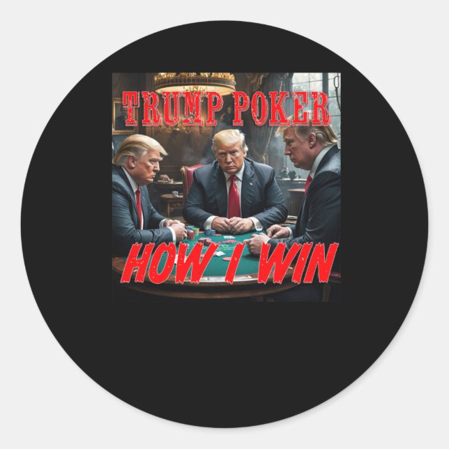 Trump Poker Runt Klistermärke (Framsida)