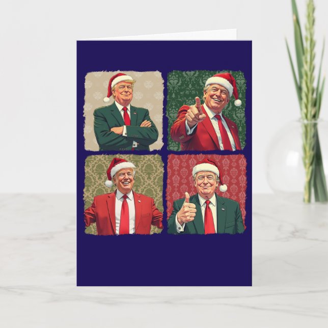 Trump Pop Art Christmas Card Custom Message MAGA Kort (Framsida)