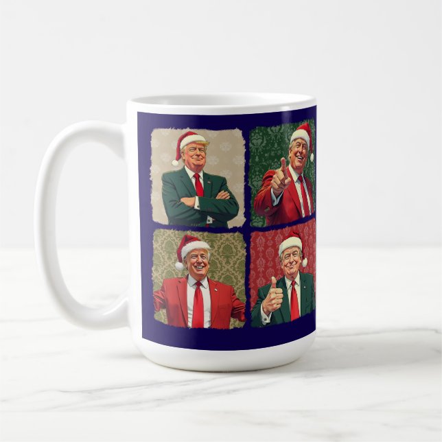 Trump Pop Art Christmas Mug Patriotic Holiday Kaffemugg (Vänster)