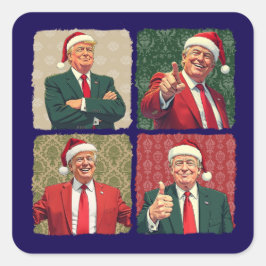Trump Pop Art Christmas Sticker MAGA Holiday Fyrkantigt Klistermärke