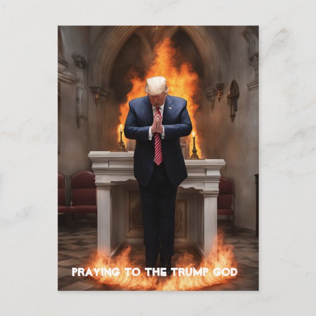 Trump Prays i en kyrka Vykort (Framsida)