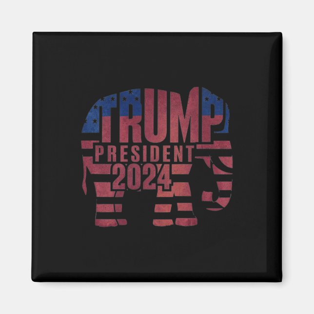 Trump President 2024 Elefant Republikan  Magnet (Framsidan)