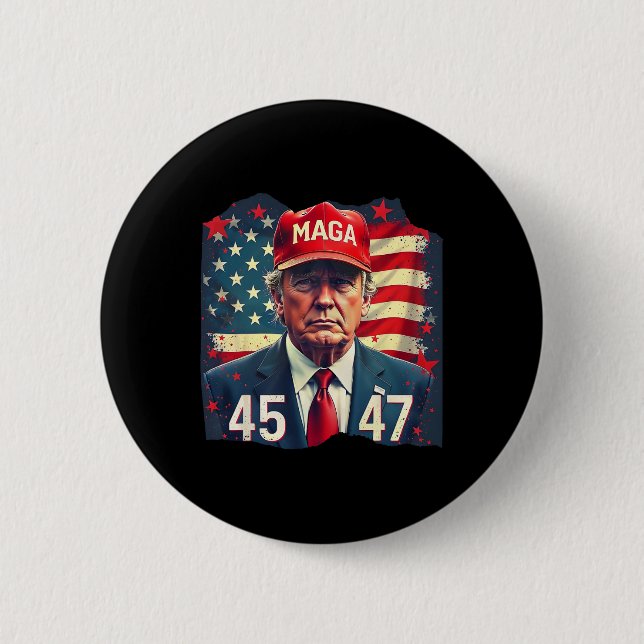 Trump President 45-47 Mega Us Flagga Knapp (Framsida)