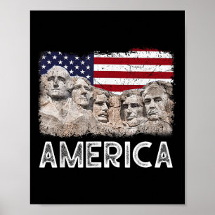 Trump President 45:e Rushmore Mount American Flagg Poster