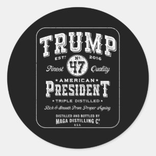 Trump President 47 Vintage Whiskey Label 2024 Vict Runt Klistermärke