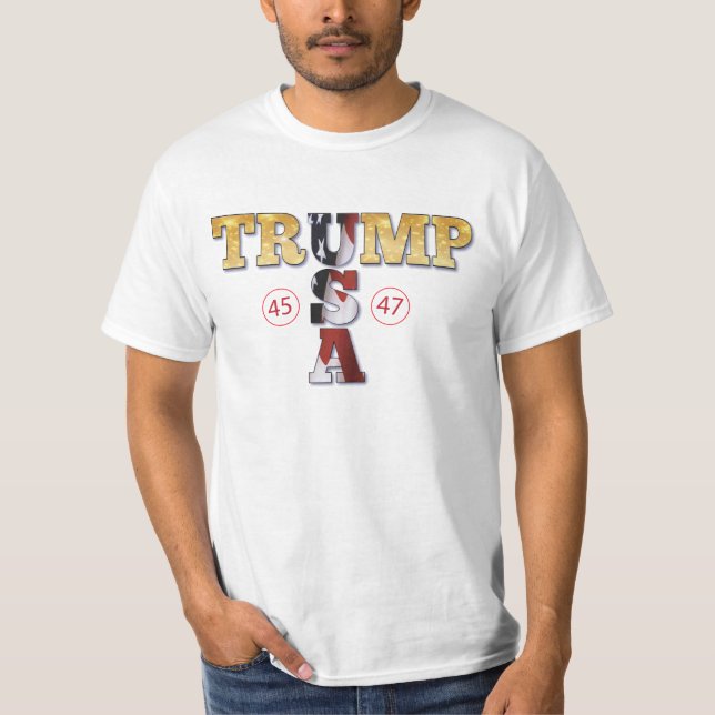 Trump Presidenten 💪 Guld USA T Shirt (Framsida)