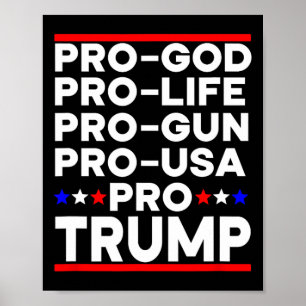 Trump Pro Vapen Pro Liv Pro Gud Pro Usa Republikan Poster