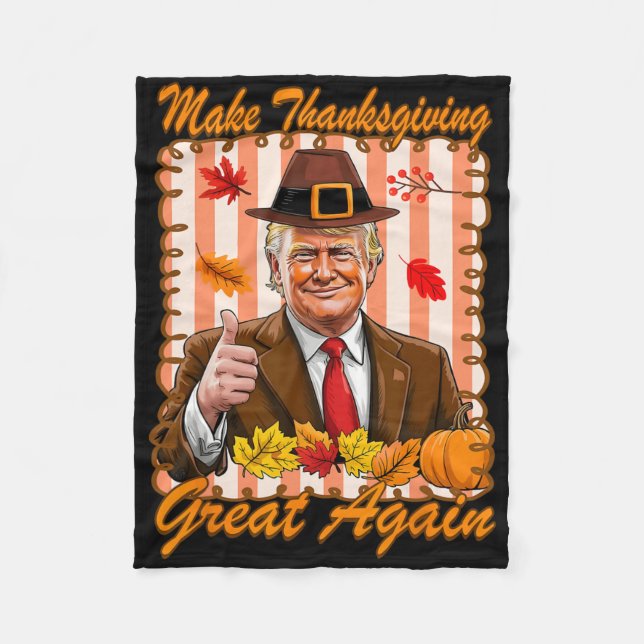 Trump Pumpa Roligt Gör Thanksgiving Stort Igen  Fleecefilt (Framsidan)