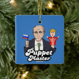 Trump Puppet Master - Vladimir Putin Julgransprydnad Keramik