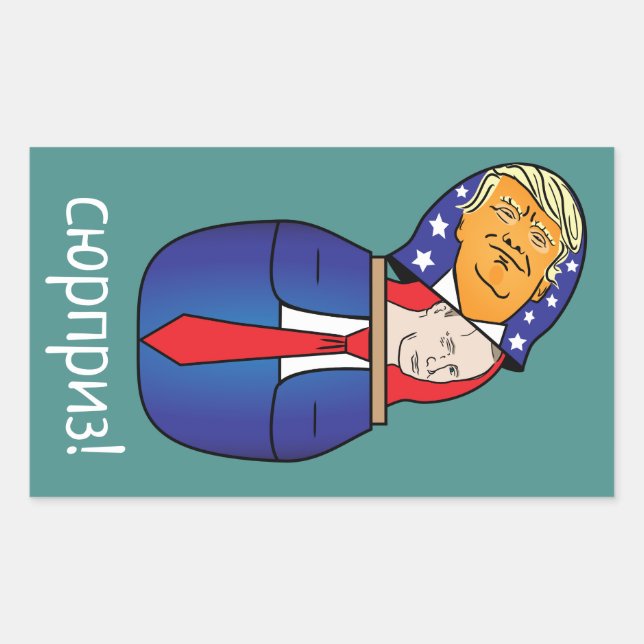 Trump - Putin Russian Doll Rektangulärt Klistermärke (Framsida)