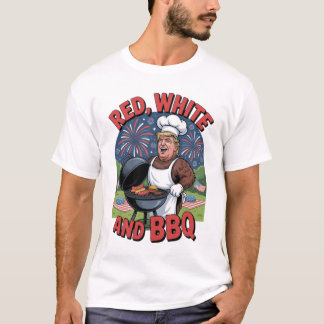 Trump Red White och BBQ 4:e juli T Shirt