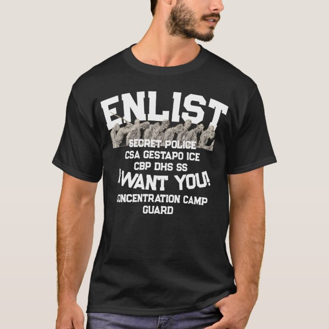 TRUMP REKRYTERING ICE CBP DHS SS GESTAPO CSA T SHIRT (Framsida)