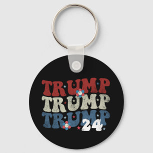 Trump Retro Groovy Blomma 24 2024 Val Nyckelring