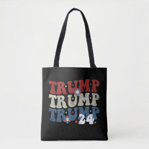 Trump Retro Groovy Blomma 24 2024 Val Tygkasse
