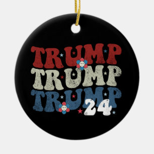Trump Retro Groovy Blomma 24 2024 Valet Julgransprydnad Keramik