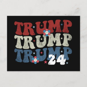 Trump Retro Groovy Flower 24 2024 Val Vykort