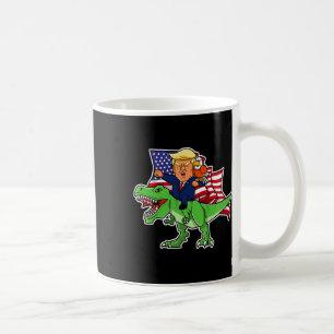 Trump Riding A Dinosaur Trex Funny Merica Patrioti Kaffemugg
