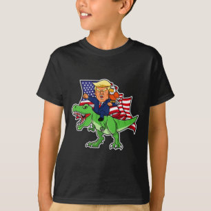 Trump Riding A Dinosaur Trex Funny Merica Patrioti T Shirt