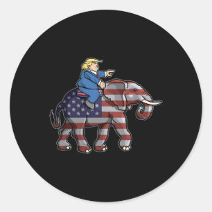 Trump Riding Elephant Republicans Shirt Gift Runt Klistermärke