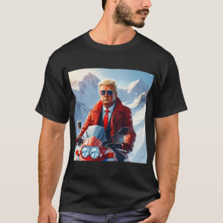 Trump Riding Motorcycle in Winter jul MAGA T Shirt