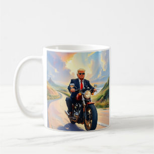 Trump ridning Motorcycle Benice Road America Kaffemugg