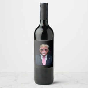 Trump Rosa Bubblegum President 47 USA Vinflaska Etikett