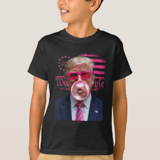 Trump Rosa Tuggummi 4:e Juli Amerikansk Flagga T Shirt