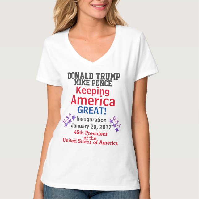 Trump Rött vitt blått REDIT NAMN DATE T Shirt (Framsida)