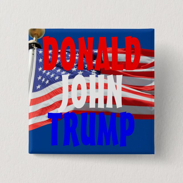 Trump Running for President American Flagga Button Knapp (Framsida)