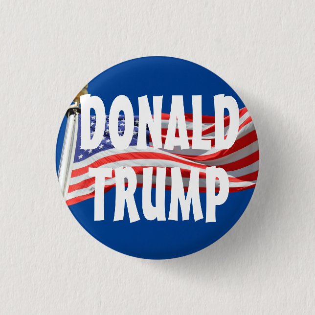 Trump Running for President American Flagga Button Knapp (Framsida)