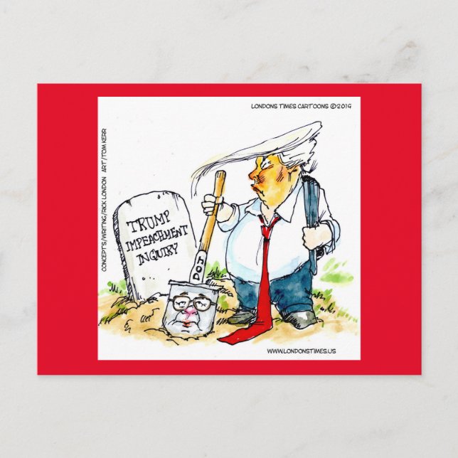 Trump sänker barr on Impeachment Rick London Vykort (Framsida)