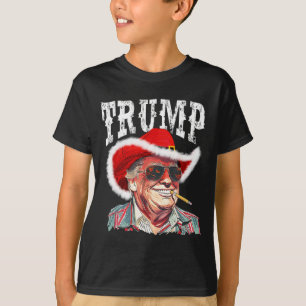Trump Santa Cowboy Hatt Jul Texas Western Hur T Shirt