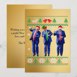 Trump Santa Hat Dance Guld-julkort Julkort